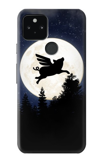 S3289 Cochon Volant Pleine Lune Nuit Etui Coque Housse pour Google Pixel 5