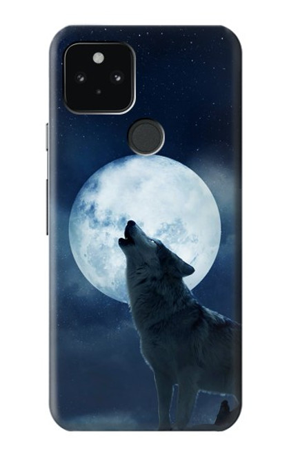 S3693 Pleine lune du loup blanc sinistre Etui Coque Housse pour Google Pixel 5