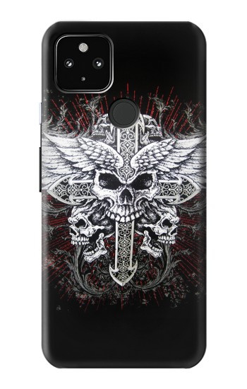 S1434 Crâne Tatouage Motard Aile Etui Coque Housse pour Google Pixel 4a 5G