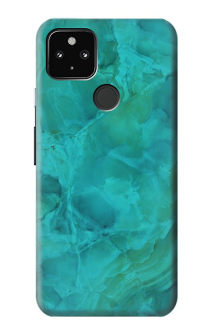 S3147 Aqua Marbre Pierre Etui Coque Housse pour Google Pixel 4a 5G
