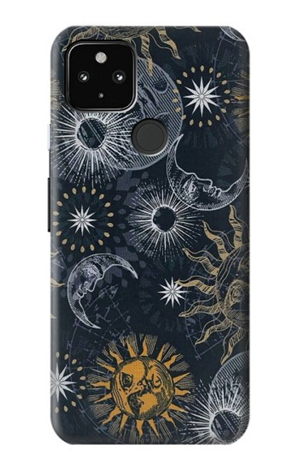 S3702 Lune et soleil Etui Coque Housse pour Google Pixel 4a 5G