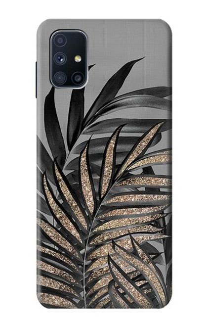 S3692 Feuilles de palmier gris noir Etui Coque Housse pour Samsung Galaxy M51