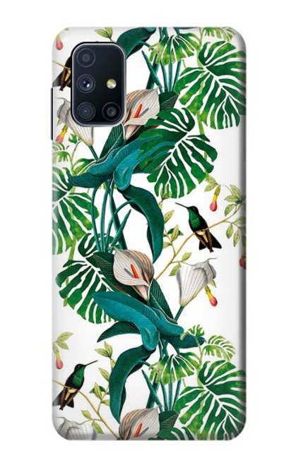 S3697 Oiseaux de la vie des feuilles Etui Coque Housse pour Samsung Galaxy M51