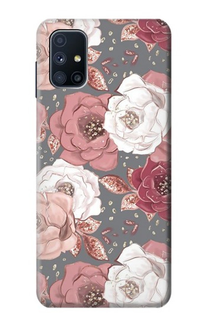 S3716 Motif floral rose Etui Coque Housse pour Samsung Galaxy M51