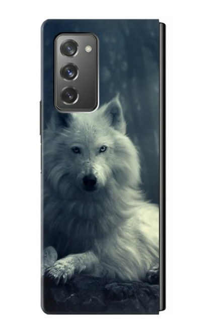 S1516 Loup blanc Etui Coque Housse pour Samsung Galaxy Z Fold2 5G