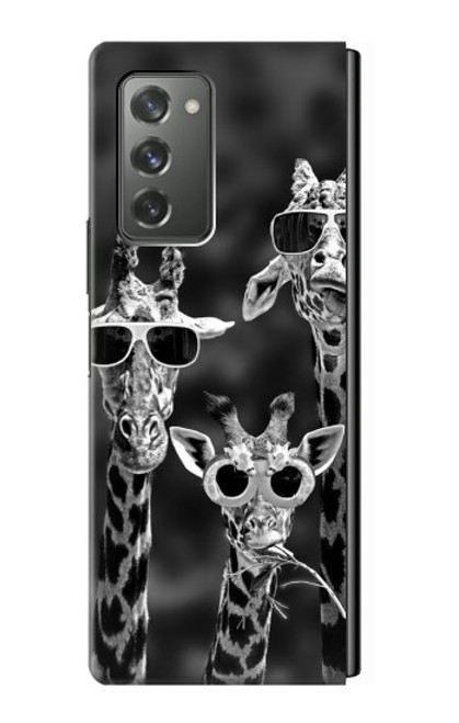 S2327 Girafes avec lunettes de soleil Etui Coque Housse pour Samsung Galaxy Z Fold2 5G