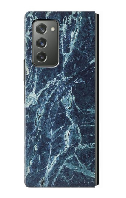 S2799 Lumière Bleu Marbre Pierre Imprimé Graphique Etui Coque Housse pour Samsung Galaxy Z Fold2 5G