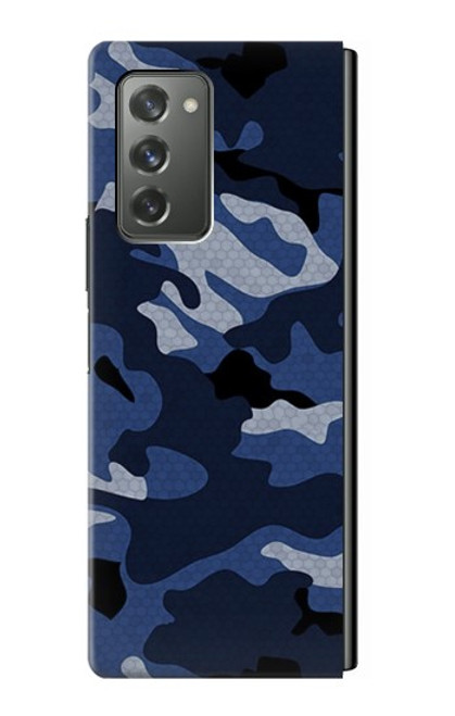 S2959 Marine Bleu Camo camouflage Etui Coque Housse pour Samsung Galaxy Z Fold2 5G