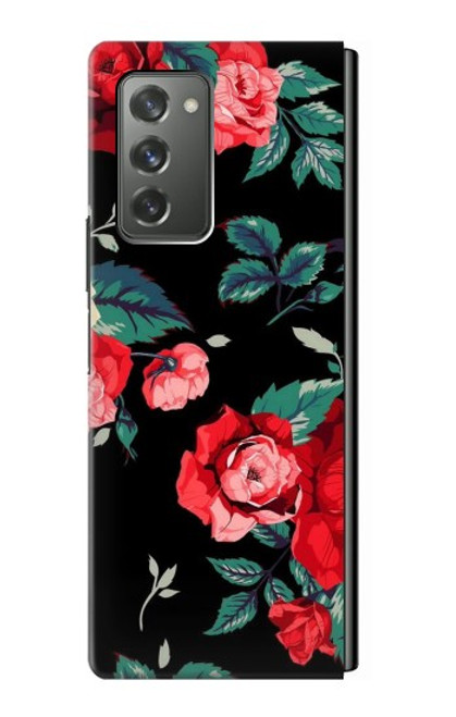 S3112 Motif floral Rose Noir Etui Coque Housse pour Samsung Galaxy Z Fold2 5G