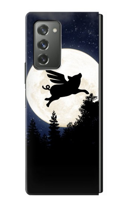 S3289 Cochon Volant Pleine Lune Nuit Etui Coque Housse pour Samsung Galaxy Z Fold2 5G