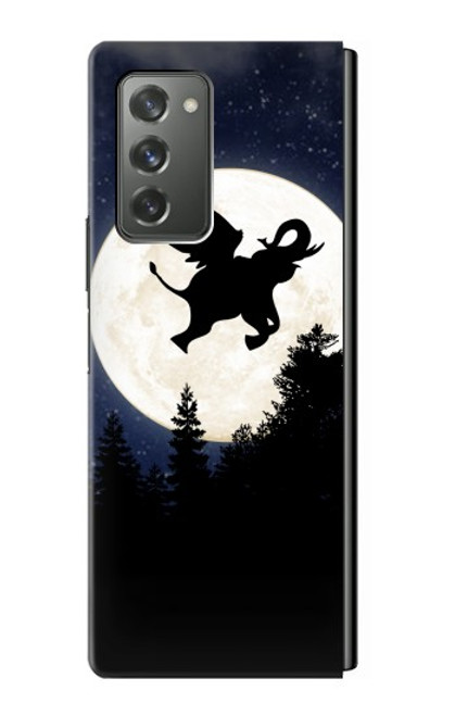 S3323 Voler l'Eléphant Nuit de pleine lune Etui Coque Housse pour Samsung Galaxy Z Fold2 5G