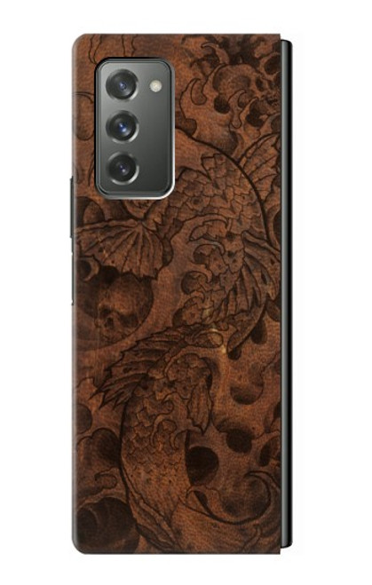 S3405 Graphique poisson Tatouage cuir Imprimer Etui Coque Housse pour Samsung Galaxy Z Fold2 5G