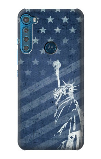 S3450 Drapeau des États-Unis Statue de la Liberté Etui Coque Housse pour Motorola One Fusion+