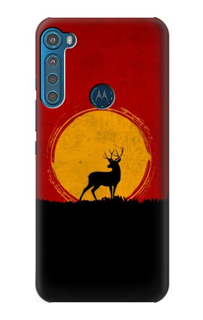 S3513 Coucher de soleil de Deer Etui Coque Housse pour Motorola One Fusion+