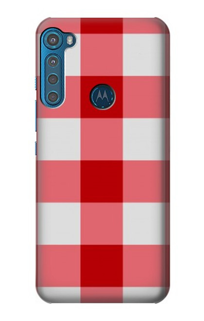 S3535 Rouge vichy Etui Coque Housse pour Motorola One Fusion+