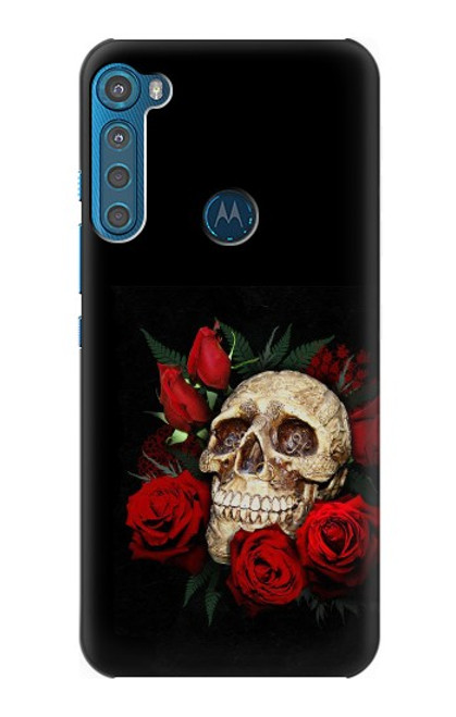 S3753 Roses de crâne gothique sombre Etui Coque Housse pour Motorola One Fusion+