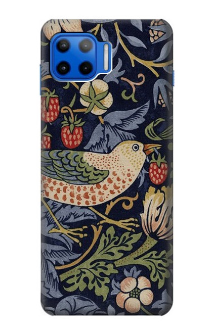 S3791 William Morris Strawberry Thief Fabric Etui Coque Housse pour Motorola Moto G 5G Plus