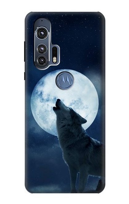 S3693 Pleine lune du loup blanc sinistre Etui Coque Housse pour Motorola Edge+