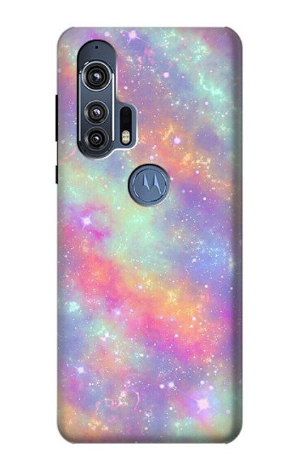 S3706 Arc-en-ciel pastel Galaxy Pink Sky Etui Coque Housse pour Motorola Edge+