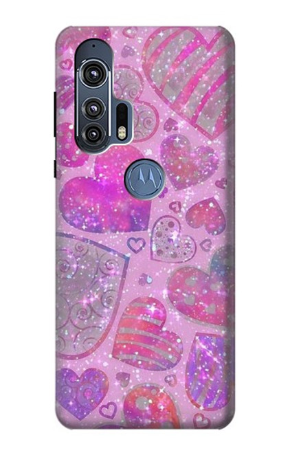 S3710 Coeur d'amour rose Etui Coque Housse pour Motorola Edge+