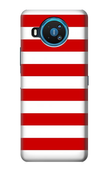 S2364 Rouge et blanc rayé Etui Coque Housse pour Nokia 8.3 5G