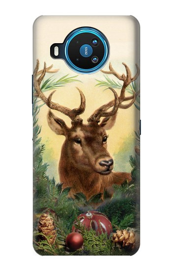 S2841 Renne de Noël millésimé Etui Coque Housse pour Nokia 8.3 5G
