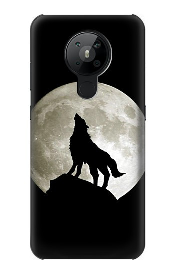 S1981 Loup hurlant à la lune Etui Coque Housse pour Nokia 5.3