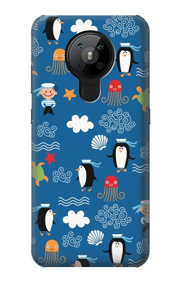 S2572 Motif Marin Penguin Etui Coque Housse pour Nokia 5.3
