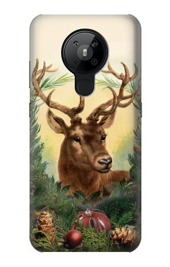 S2841 Renne de Noël millésimé Etui Coque Housse pour Nokia 5.3