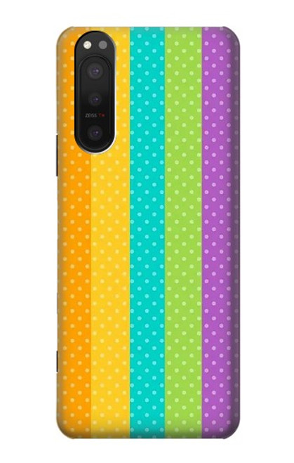 S3678 Vertical arc-en-ciel coloré Etui Coque Housse pour Sony Xperia 5 II