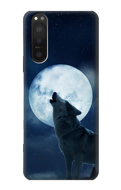 S3693 Pleine lune du loup blanc sinistre Etui Coque Housse pour Sony Xperia 5 II