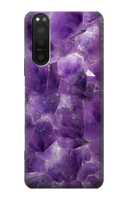 S3713 Graphique violet améthyste à quartz imprimé Etui Coque Housse pour Sony Xperia 5 II