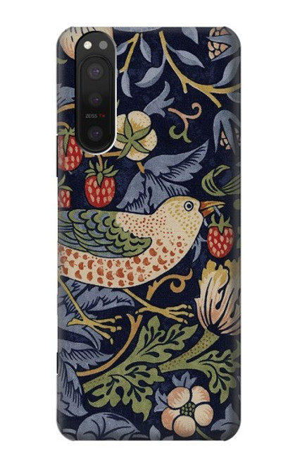 S3791 William Morris Strawberry Thief Fabric Etui Coque Housse pour Sony Xperia 5 II