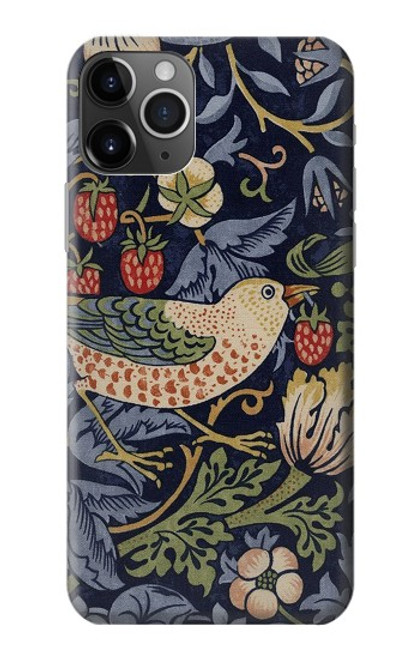 S3791 William Morris Strawberry Thief Fabric Etui Coque Housse pour iPhone 11 Pro Max