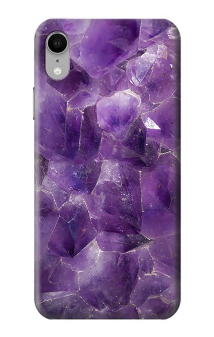 S3713 Graphique violet améthyste à quartz imprimé Etui Coque Housse pour iPhone XR
