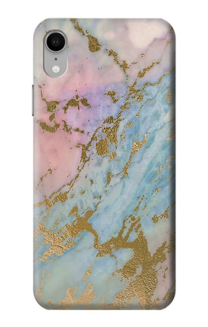 S3717 Imprimé graphique en marbre bleu pastel or rose Etui Coque Housse pour iPhone XR