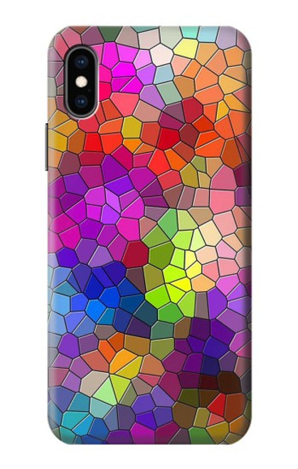 S3677 Mosaïques de briques colorées Etui Coque Housse pour iPhone X, iPhone XS