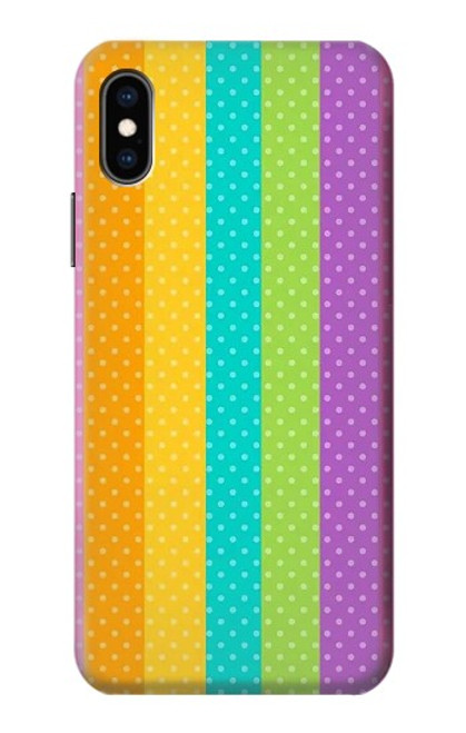 S3678 Vertical arc-en-ciel coloré Etui Coque Housse pour iPhone X, iPhone XS