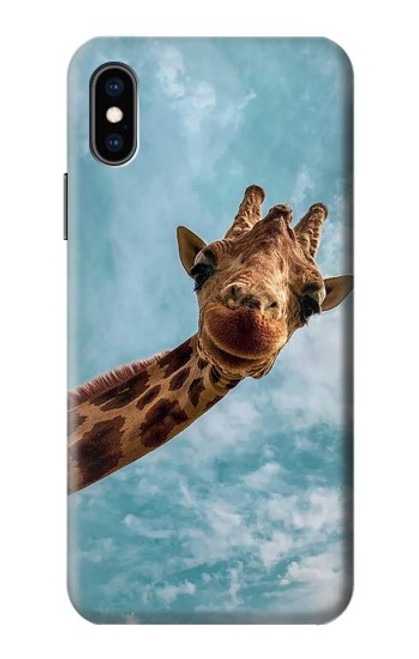 S3680 Girafe de sourire mignon Etui Coque Housse pour iPhone X, iPhone XS