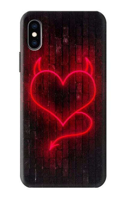 S3682 Cœur du diable Etui Coque Housse pour iPhone X, iPhone XS