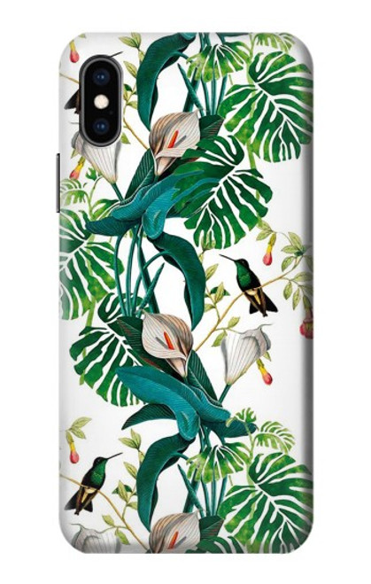S3697 Oiseaux de la vie des feuilles Etui Coque Housse pour iPhone X, iPhone XS