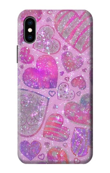 S3710 Coeur d'amour rose Etui Coque Housse pour iPhone X, iPhone XS