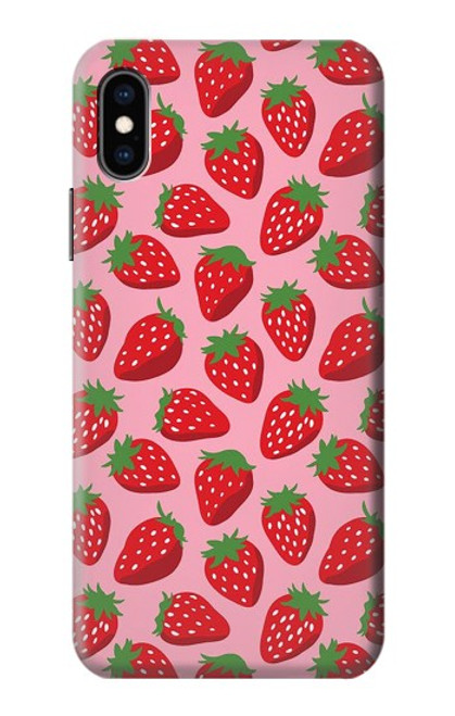 S3719 Modèle de fraise Etui Coque Housse pour iPhone X, iPhone XS