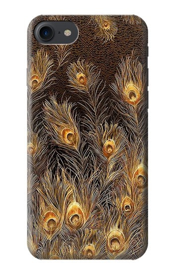 S3691 Plume de paon d'or Etui Coque Housse pour iPhone 7, iPhone 8, iPhone SE (2020) (2022)