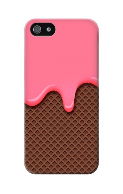S3754 Cornet de crème glacée à la fraise Etui Coque Housse pour iPhone 5 5S SE