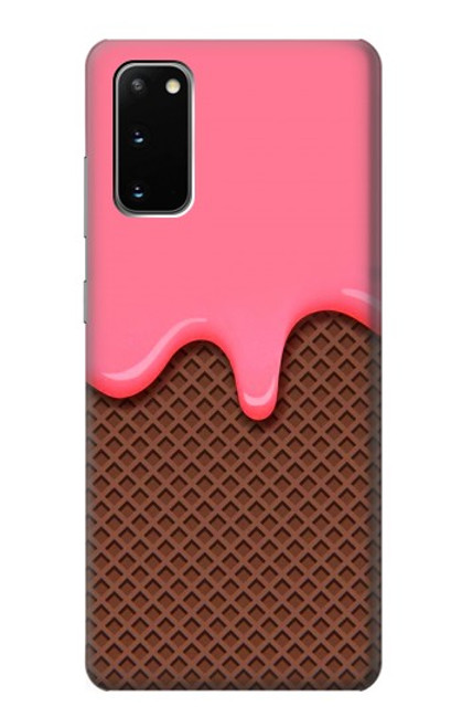 S3754 Cornet de crème glacée à la fraise Etui Coque Housse pour Samsung Galaxy S20