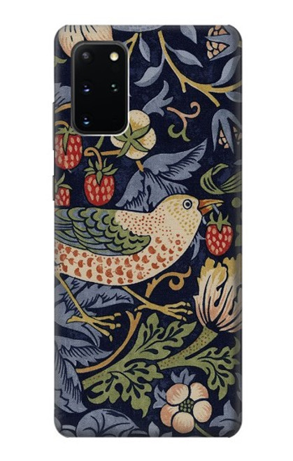 S3791 William Morris Strawberry Thief Fabric Etui Coque Housse pour Samsung Galaxy S20 Plus, Galaxy S20+