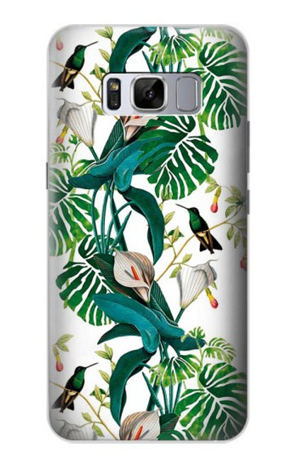 S3697 Oiseaux de la vie des feuilles Etui Coque Housse pour Samsung Galaxy S8 Plus