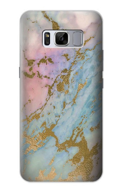 S3717 Imprimé graphique en marbre bleu pastel or rose Etui Coque Housse pour Samsung Galaxy S8 Plus