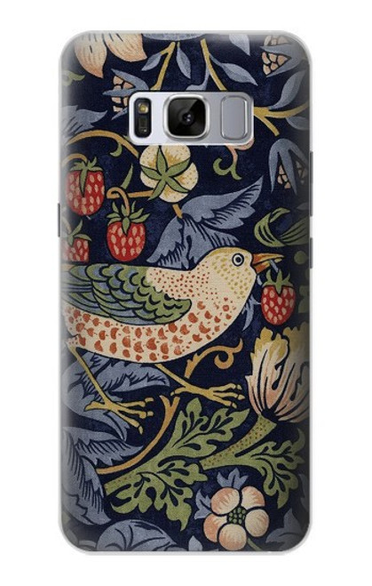 S3791 William Morris Strawberry Thief Fabric Etui Coque Housse pour Samsung Galaxy S8